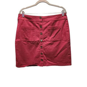 Loft Women's Maroon Front Button Skirt 10